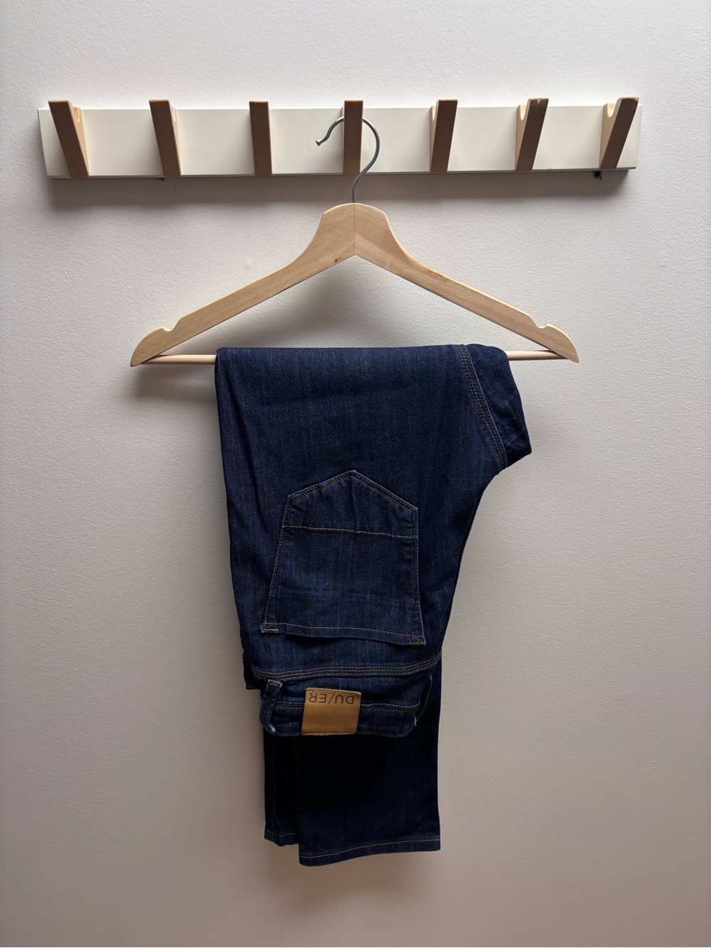 DU/ER Performance Denim Athletic Taper in Marina Blue